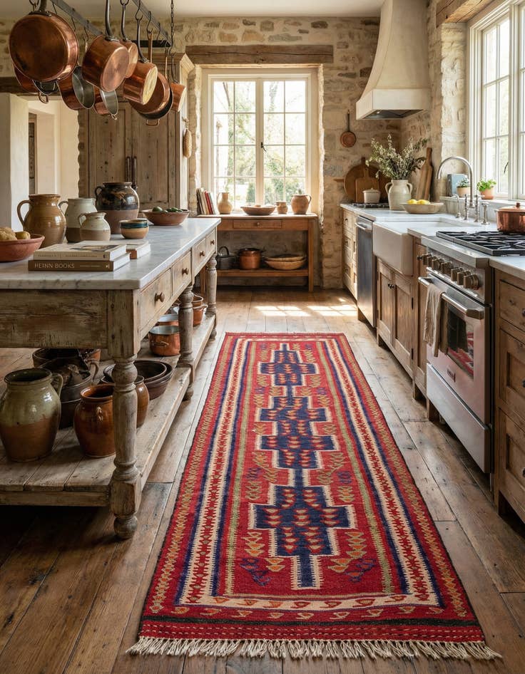 Detail image of  4' 2 x 9' 3  Hand Woven Kilim Fars Wool Runner Rug