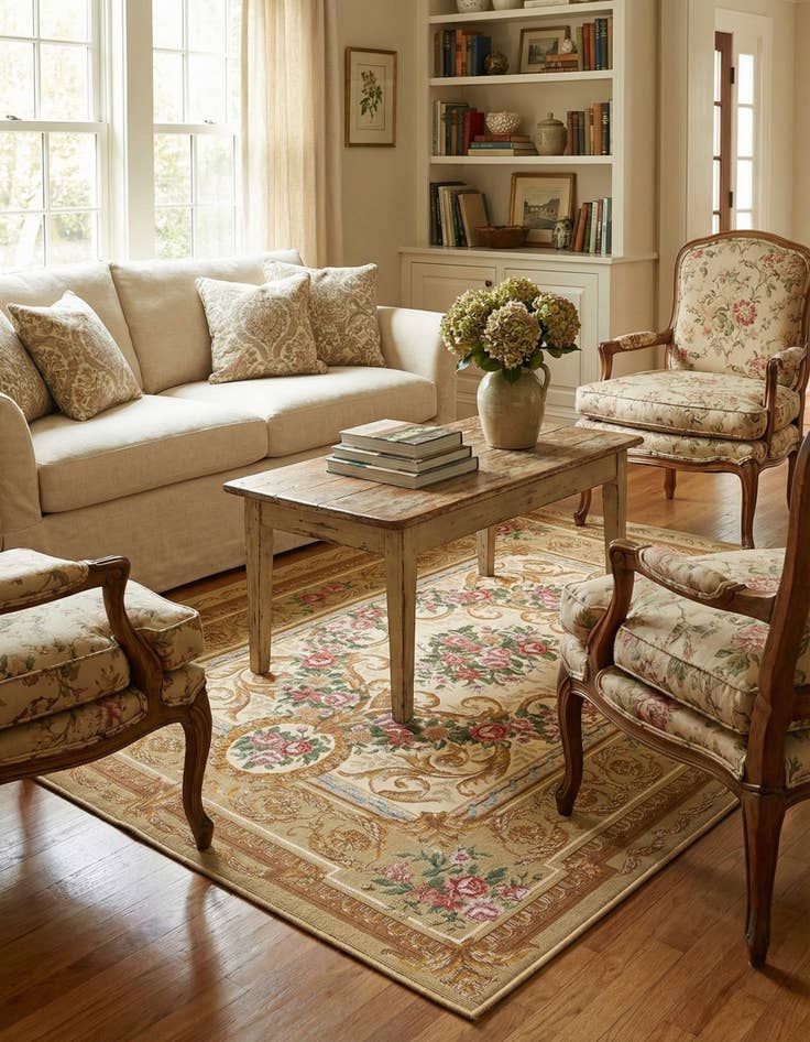 Detail image of  5' x 7'  Washable Traditional Indoor / Outdoor Rug