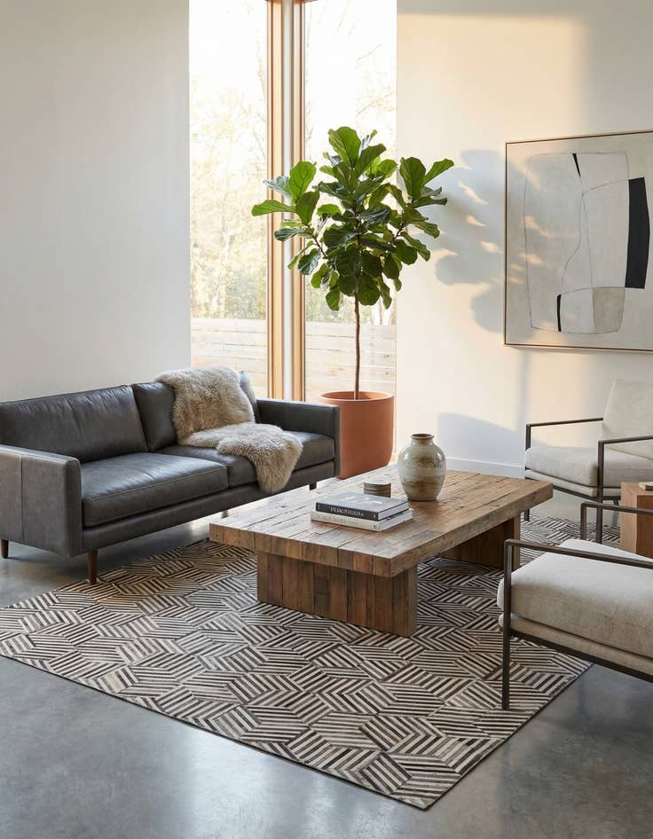 Detail image of  4' 11 x 8' 1 Cowhide - Patchwork Rug