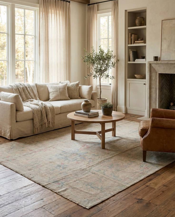 Detail image of 8' 7 x 10' 10 Hand Knotted Oushak Wool Rug