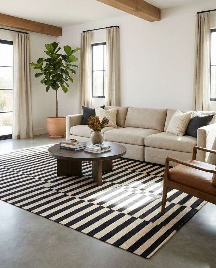 6' 8 x 9' 8 Hand Woven Kilim Modern Wool Rug