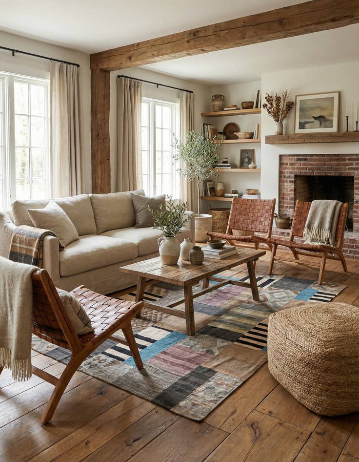 Detail image of 5' 3 x 8'  Hand Woven Kilim Patchwork Wool Rug