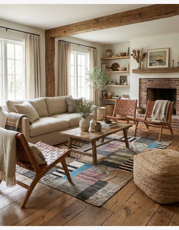 5' 3 x 8' Hand Woven Kilim Patchwork Wool Rug