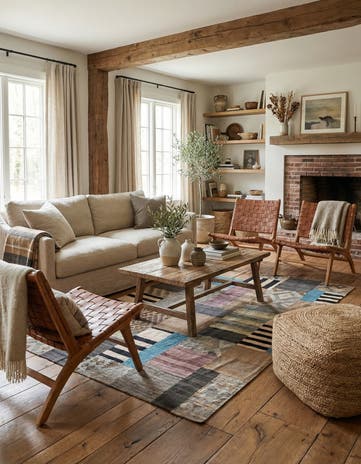 5' 3 x 8' Hand Woven Kilim Patchwork Wool Rug
