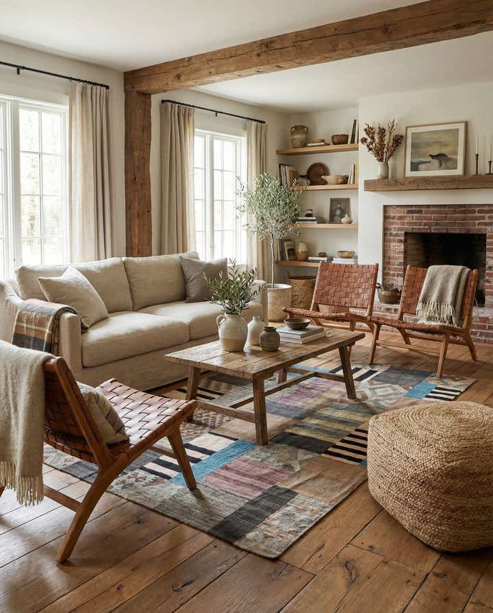 5' 3 x 8' Hand Woven Kilim Patchwork Wool Rug