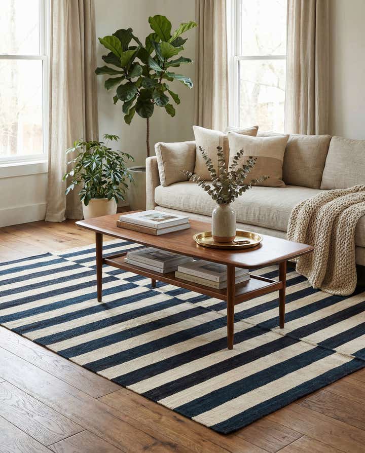 5' 2 x 5' 7 Hand Woven Kilim Modern Wool Square Rug