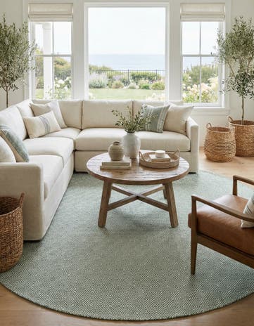 10' x 10' Hand Woven Geo Trellis Flatweave Round Rug