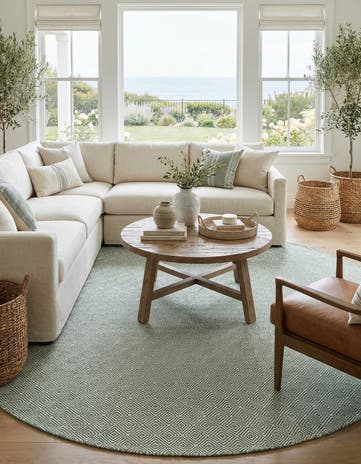 10' x 10' Hand Woven Geo Trellis Flatweave Round Rug