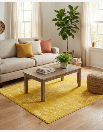 Yellow Paxon Trellis Square Rug