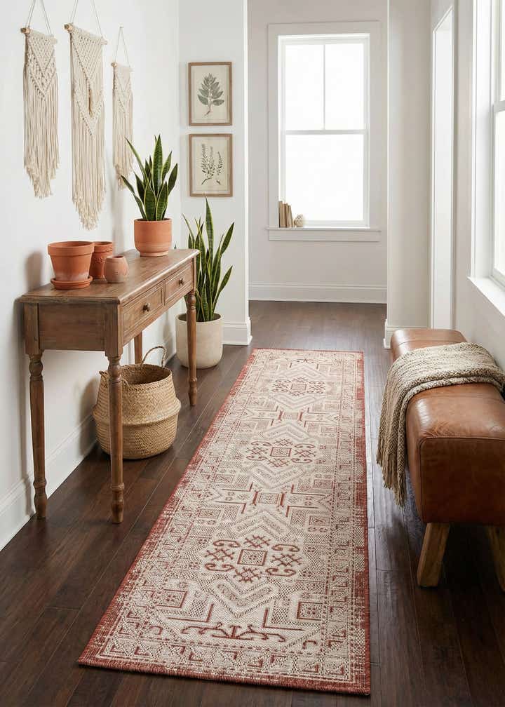 2' x 8' Easy-Clean Aztec Indoor / Outdoor Runner Rug