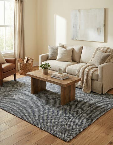 6' 1 x 9' Handmade Tweed Braided Jute Rug