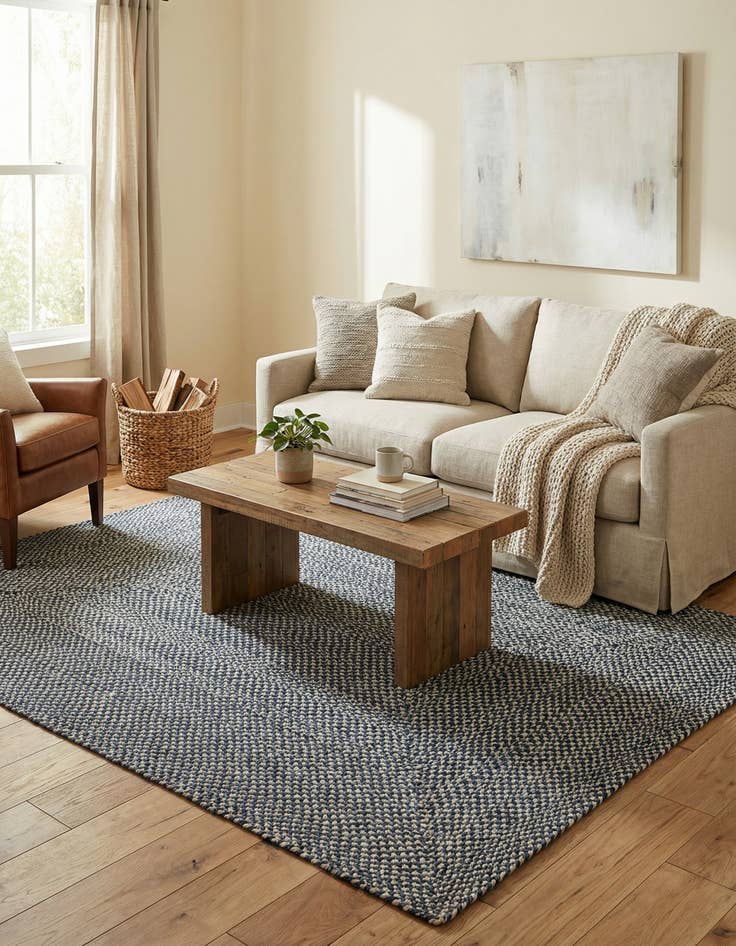 Detail image of  6' 1 x 9'  Hand Tweed Braided Jute Rug