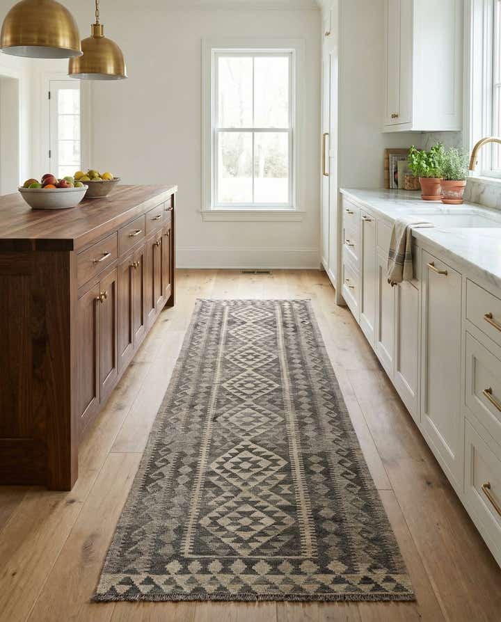 3' x 9' 9 Hand Woven Kilim Maymana Wool Runner Rug
