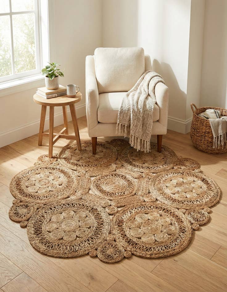 Detail image of 6' 1 x 6' 1  Hand Braided Jute Round Rug