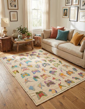 4' 10 x 6' 9 Hand Woven Kilim Suzani Wool Rug