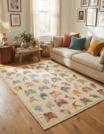 4' 10 x 6' 9 Hand Woven Kilim Suzani Wool Rug