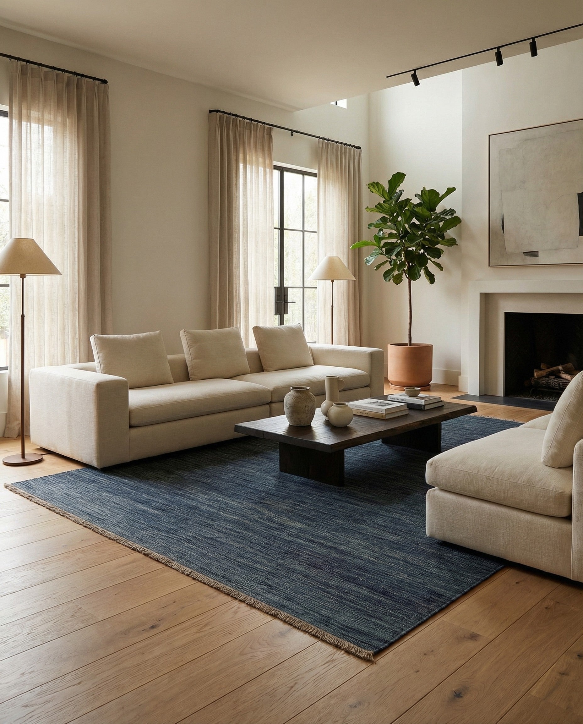  4' 3 x 6' 2  Hand Woven Kilim Modern Wool Rug