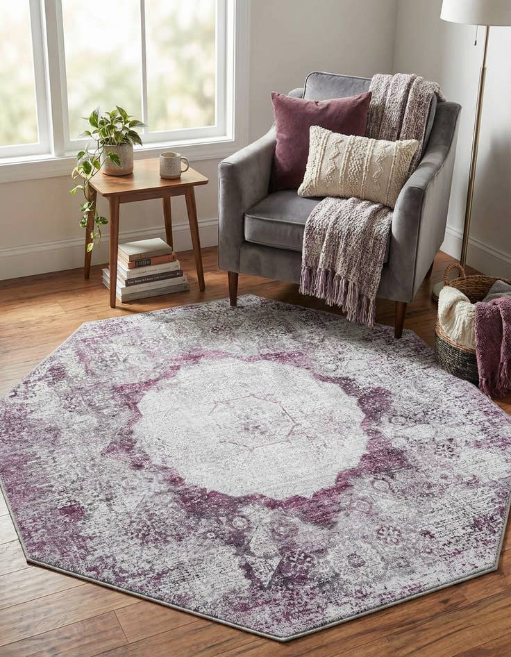 Detail image of 5' x 5'  Washable Yara Octagon Rug
