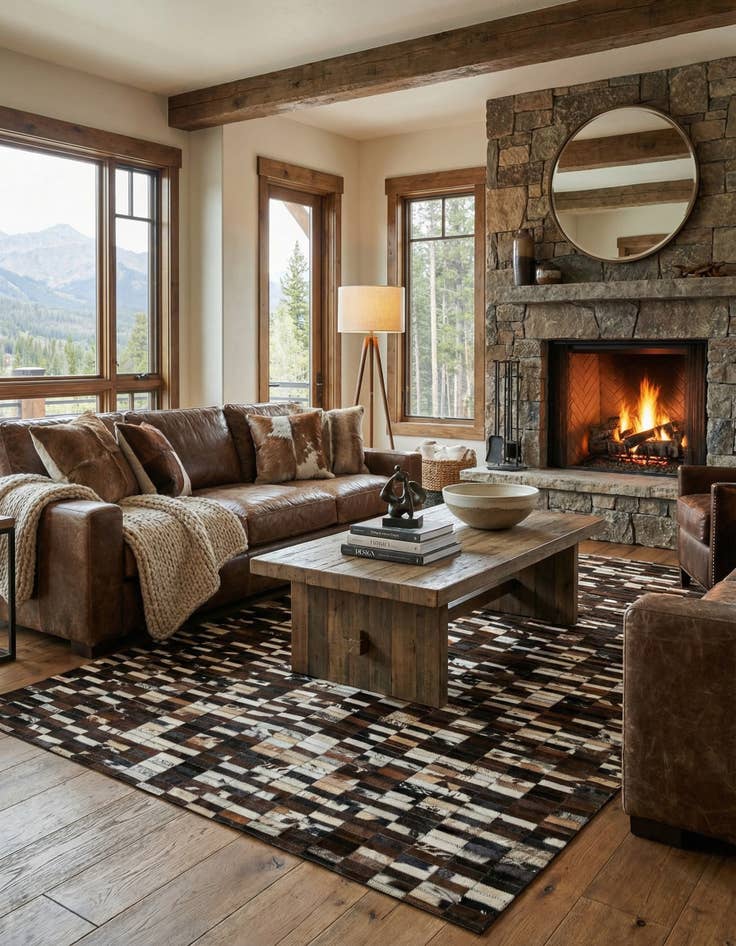 Detail image of 5' x 8' Cowhide - Patchwork Rug