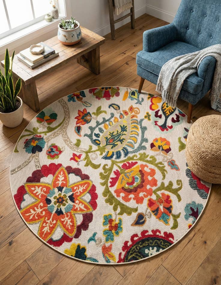 Detail image of 6' x 6'  Washable Casablanca Indoor / Outdoor Round Rug