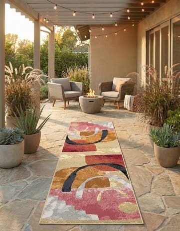 2' 7 x 10' Easy-Clean Modern Indoor / Outdoor Runner Rug