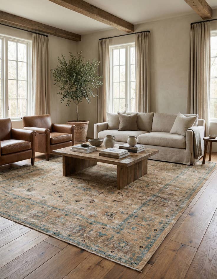 Detail image of 7' 10 x 11'  Hand Knotted Ultra Vintage Persian Wool Rug