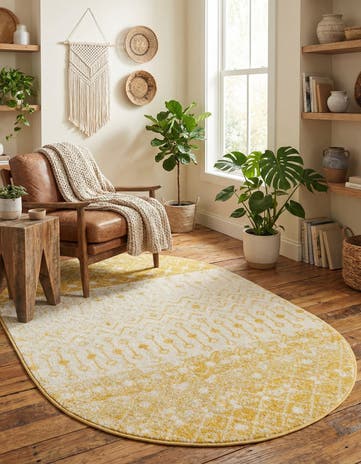 4' x 6' Moroccan Trellis Oval Rug