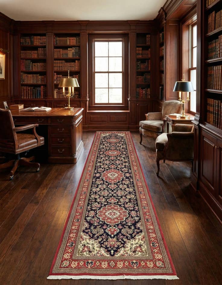 Detail image of 2' 7 x 16' 2  Hand Knotted Qom Persian Wool Runner Rug