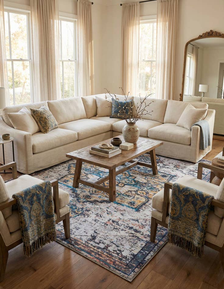 Detail image of  7' 10 x 11'  Washable Francesca Rug