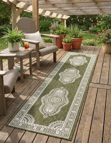 2' 7 x 12' Easy-Clean Traditional Indoor / Outdoor Runner Rug