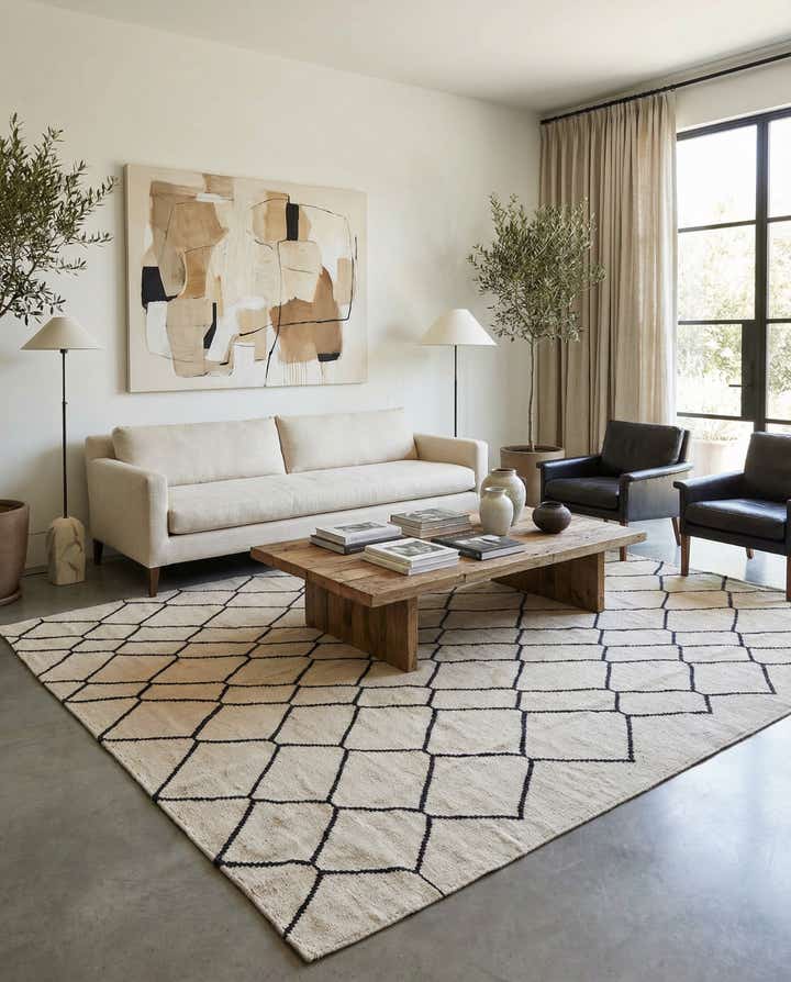 6' x 7' 3 Hand Woven Kilim Modern Wool Rug