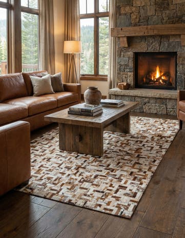 4' 10 x 7' 9 Cowhide Leather Rug