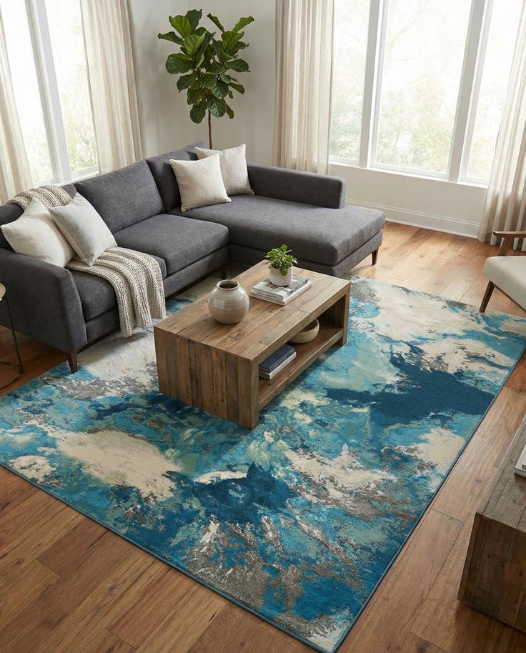 Detail image of 7' 10 x 10' Easy-Clean Modern Indoor / Outdoor Rug