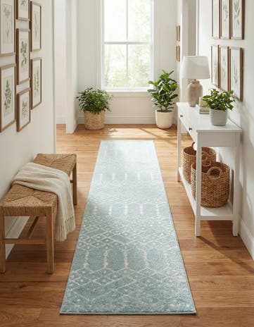 Aqua Paxon Trellis Runner Rug