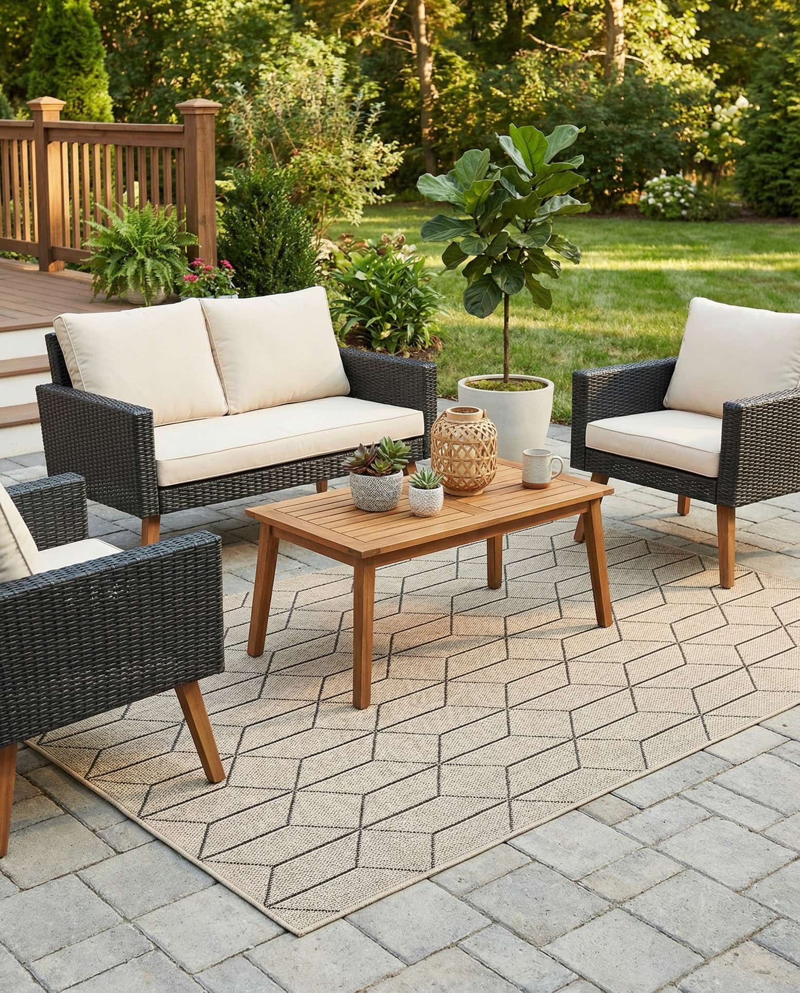 5' 3 x 8' Easy-Clean Trellis Indoor / Outdoor Rug