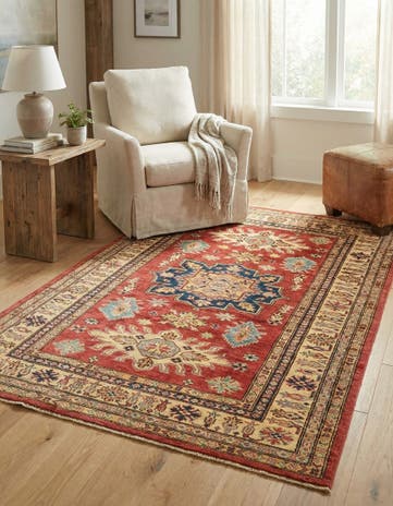 4' x 5' 8 Hand Knotted Kazak Rug