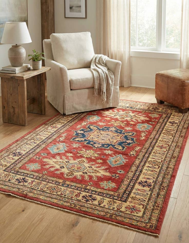 Detail image of 4' x 5' 8  Hand Knotted Kazak Rug