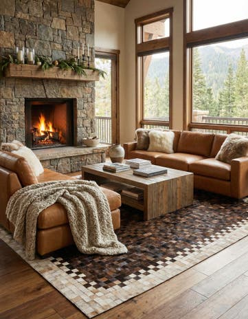 5' 1 x 8' Cowhide Stocks Rug