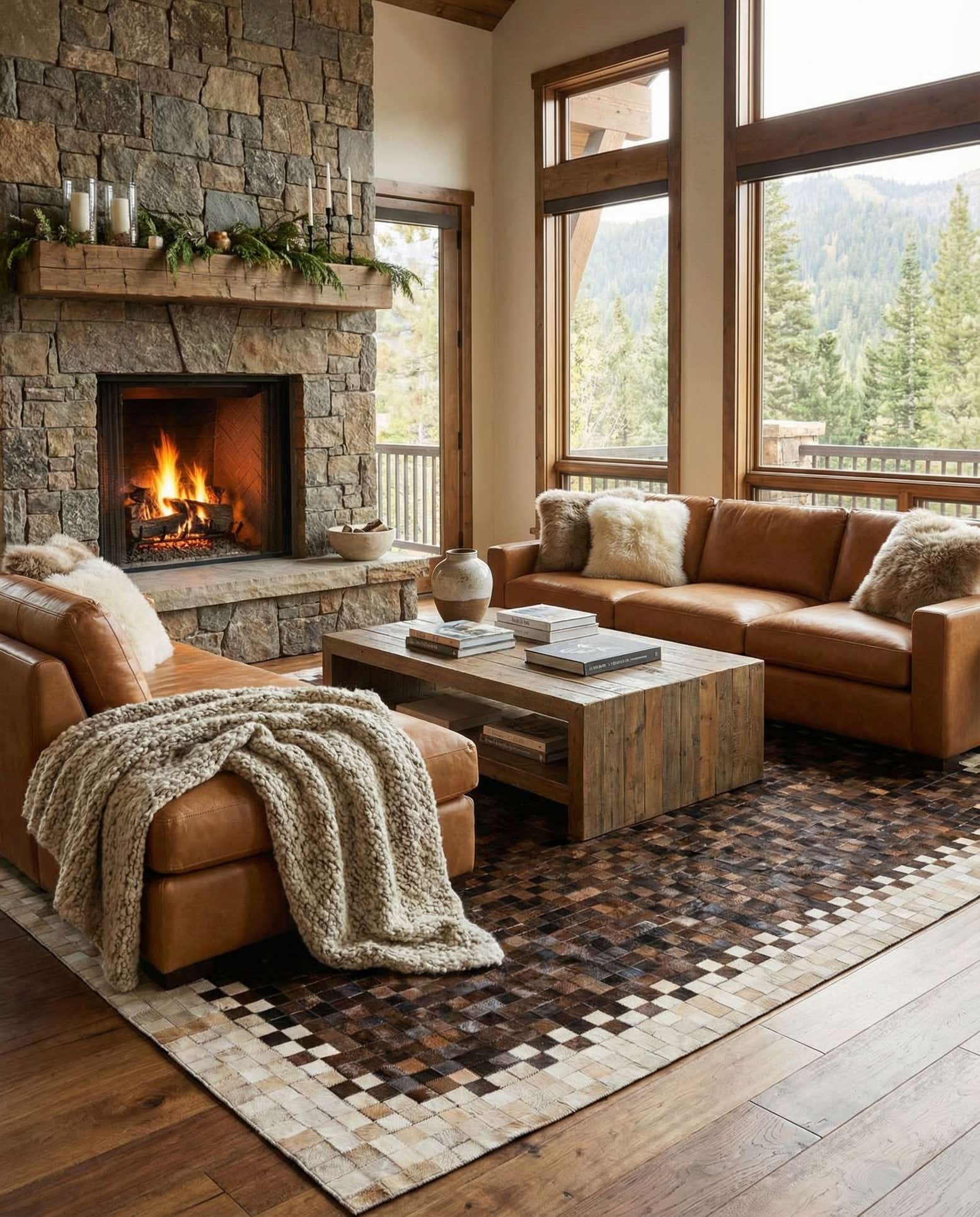 5' 1 x 8' Cowhide Stocks Rug