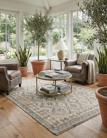4' 10 x 6' 7 Hand Woven Kilim Maymana Wool Rug