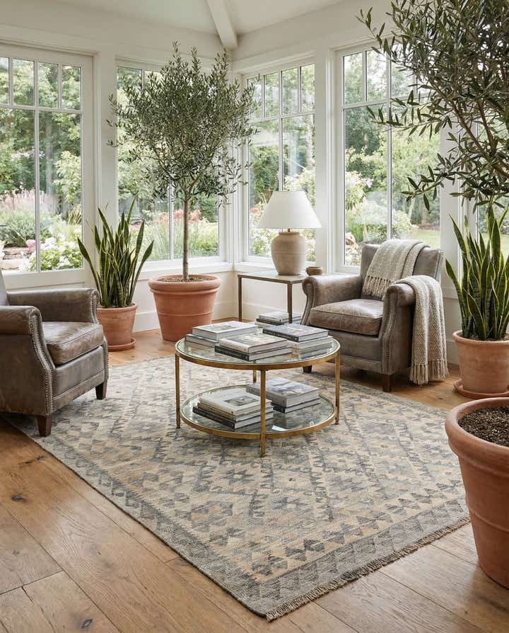 4' 10 x 6' 7 Hand Woven Kilim Maymana Wool Rug