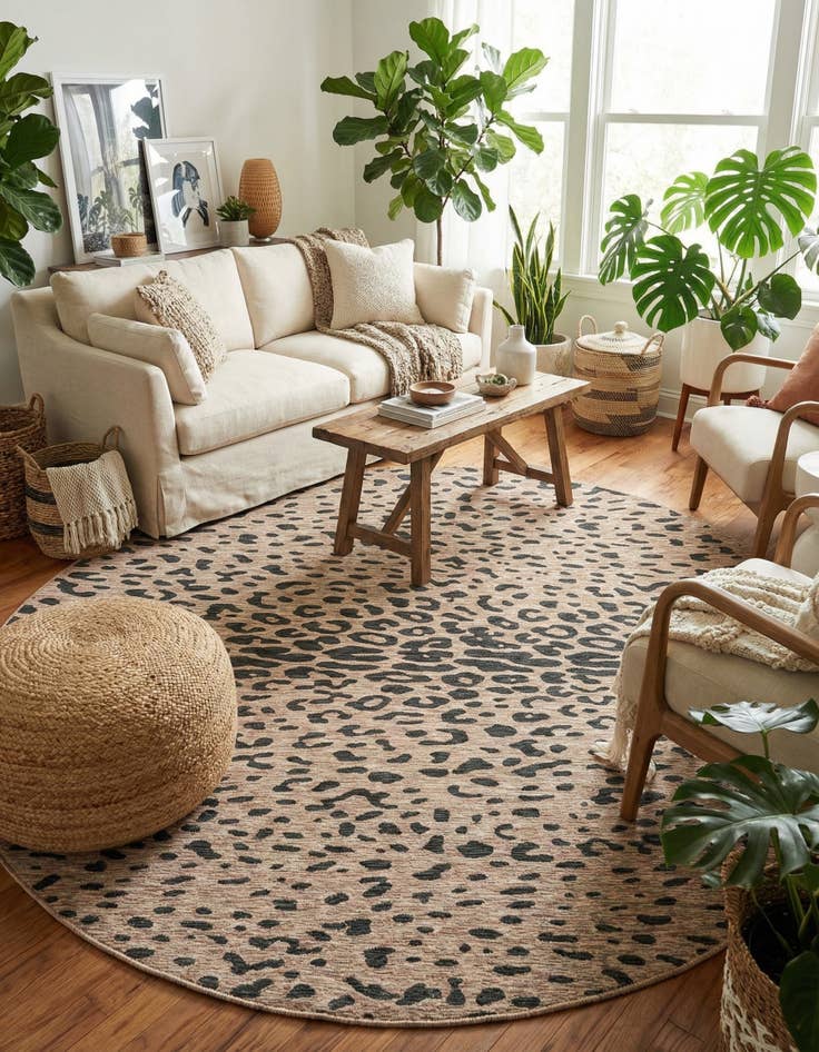 Detail image of  10' x 10'  Washable Safari Indoor / Outdoor Round Rug