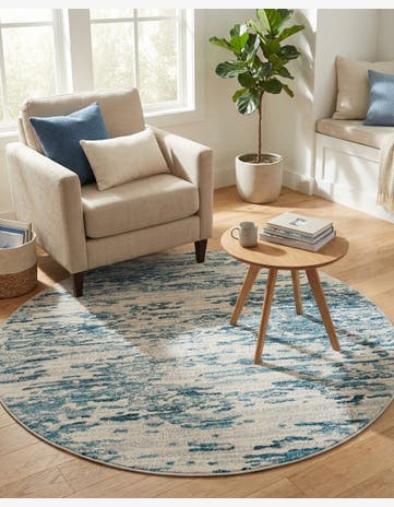 Blue Oasis Round Rug