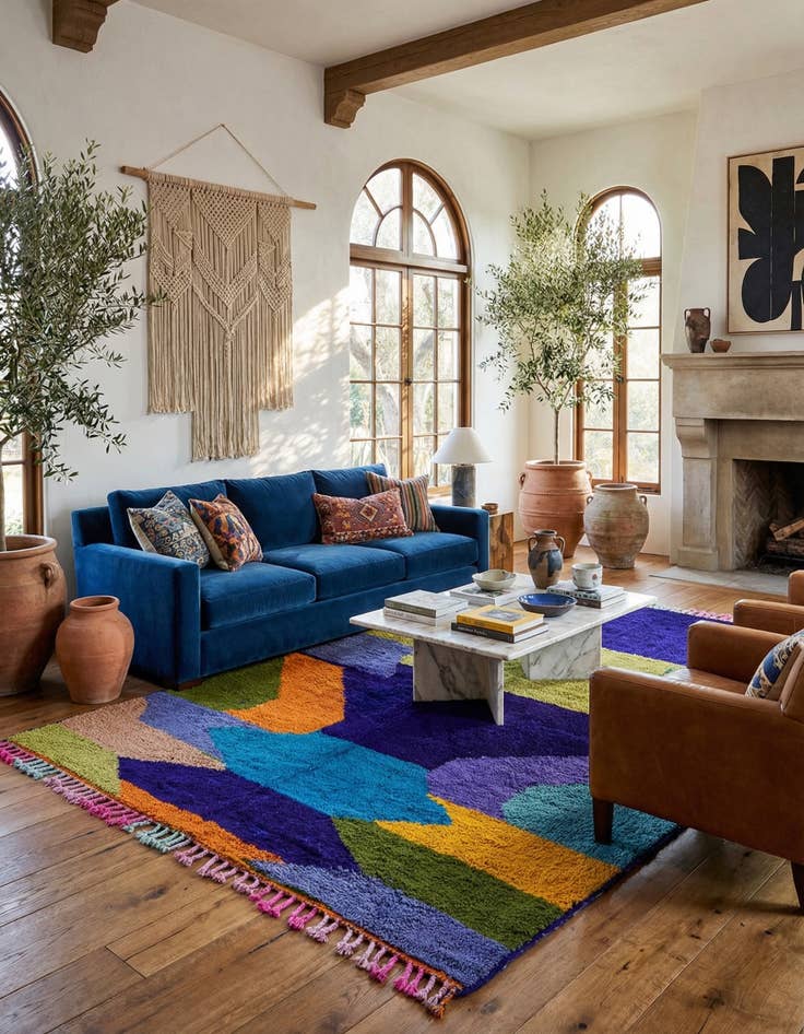 Detail image of 6' 10 x 9' 10  Hand Knotted Moroccan Wool Rug