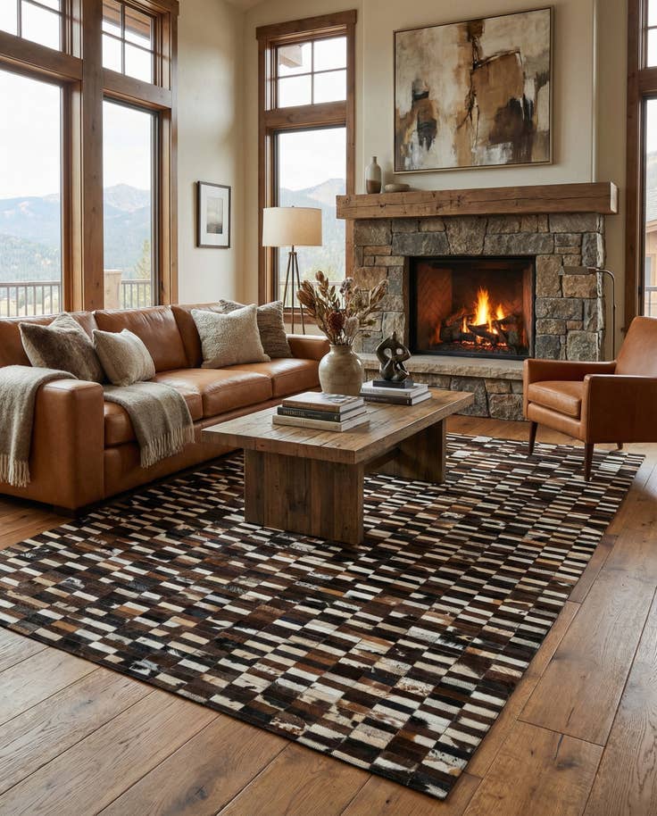 Detail image of 5' x 8' Cowhide - Patchwork Rug