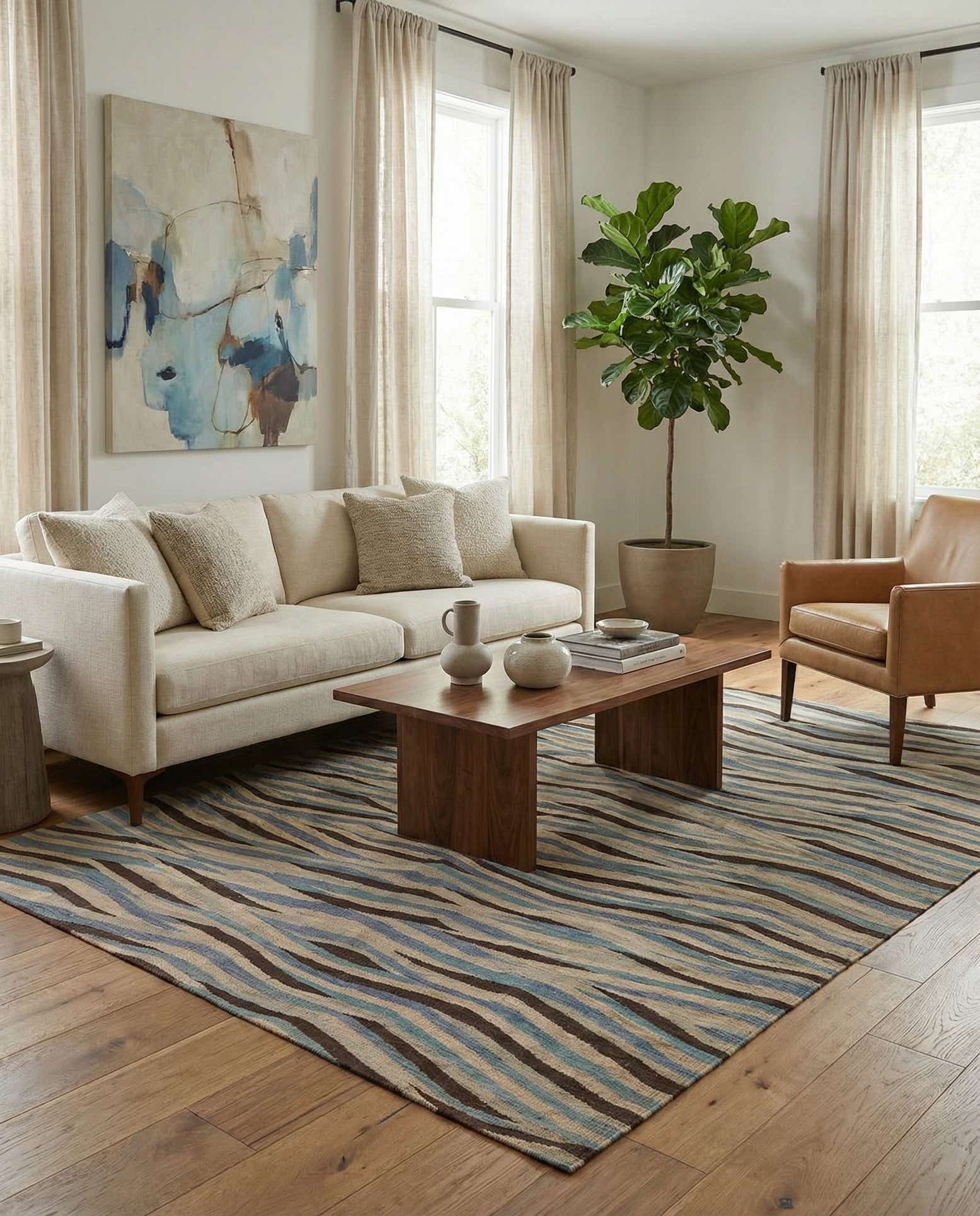 4' 8 x 6' Hand Woven Kilim Modern Wool Rug