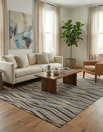 4' 8 x 6' Hand Woven Kilim Modern Wool Rug