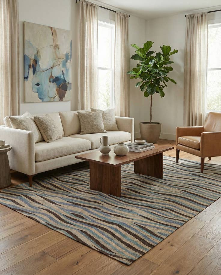 Detail image of 4' 8 x 6' Hand Woven Kilim Modern Wool Rug