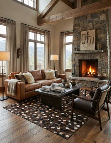 5' x 8' Cowhide Leather Rug