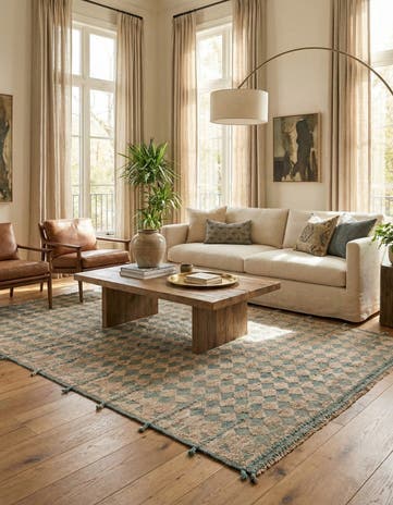 6' 9 x 10' Hand Knotted Moroccan Wool Rug